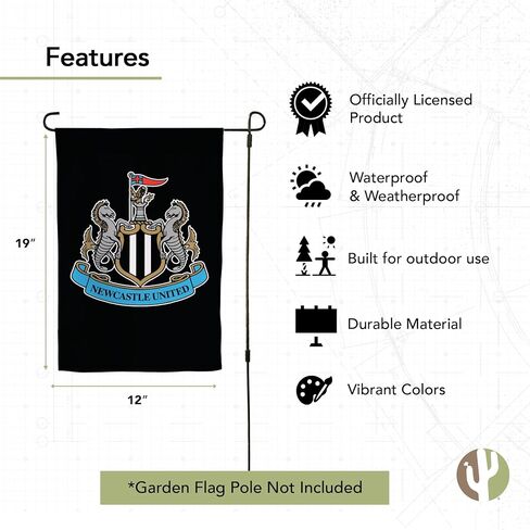 علم حديقة Desert Cactus Newcastle United FC - 19 × 12 بوصة لكرة القدم NUFC Magpies الإنجليزية، للعرض في الهواء الطلق والأحداث (علم الحديقة A) in Saudi Arabia