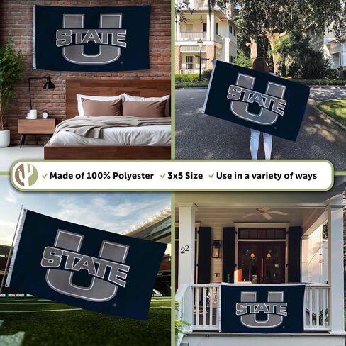 Desert Cactus Utah State University USU Flag - 3 x 5 Feet Aggies Banner, Indoor/Outdoor Durable Fabric, 100% Polyester Design (Style 1a) in Saudi Arabia