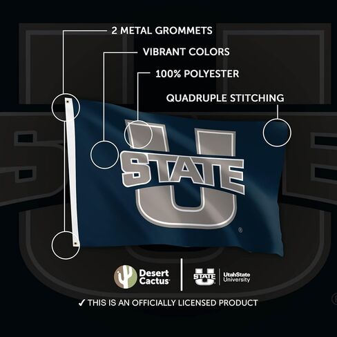 Desert Cactus Utah State University USU Flag - 3 x 5 Feet Aggies Banner, Indoor/Outdoor Durable Fabric, 100% Polyester Design (Style 1a) in Saudi Arabia