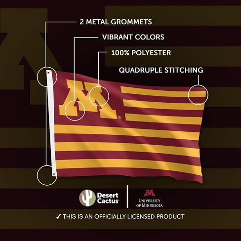Desert Cactus University of Minnesota Indoor and Outdoor 100% Polyester University Flag Banner, 3x5 Feet Golden Gophers (Nation) in Saudi Arabia