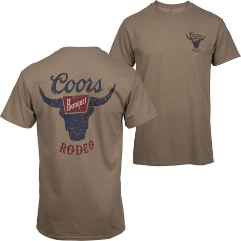 Brew City Coors Banquet Distressed Rodeo Logo Tan Adult Men's Classic Fit T-Shirt in Saudi Arabia