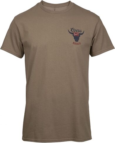 Brew City Coors Banquet Distressed Rodeo Logo Tan Adult Men's Classic Fit T-Shirt in Saudi Arabia