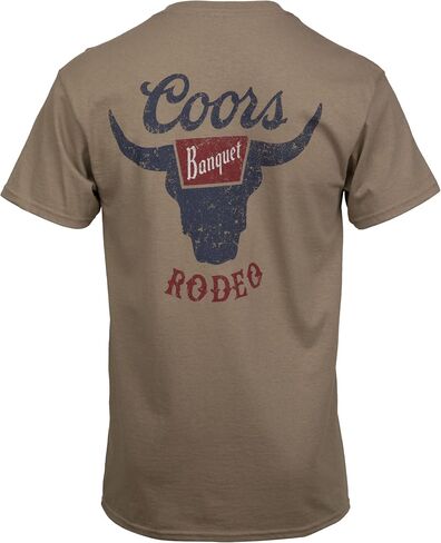 Brew City Coors Banquet Distressed Rodeo Logo Tan Adult Men's Classic Fit T-Shirt in Saudi Arabia