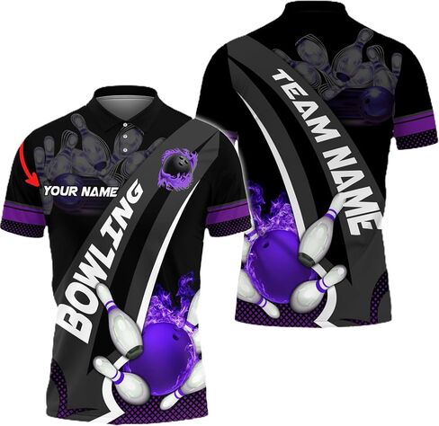NAZENTI Personalized Bowling Shirts for Men, Bowling Polo Shirts, Bowling Jersey, Gift for Bowling Lover, Quarter Zip Shirt in Saudi Arabia