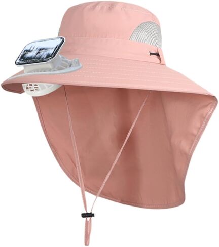 Children Outdoor Hat with Solar Fan Rechargeable Breathable Versatile Cooling Hat for Boys Girls Fashionable- Pink in Saudi Arabia