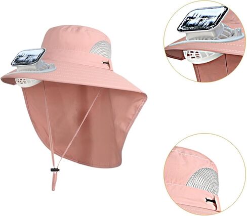 Children Outdoor Hat with Solar Fan Rechargeable Breathable Versatile Cooling Hat for Boys Girls Fashionable- Pink in Saudi Arabia