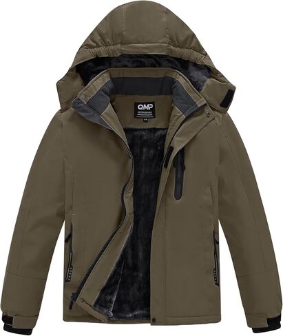 QMP Winter Jacket for Boys and Girls Waterproof Ski Jacket Winter Snow Coat Hooded Fleece Windproof with Zip Pockets in Saudi Arabia
