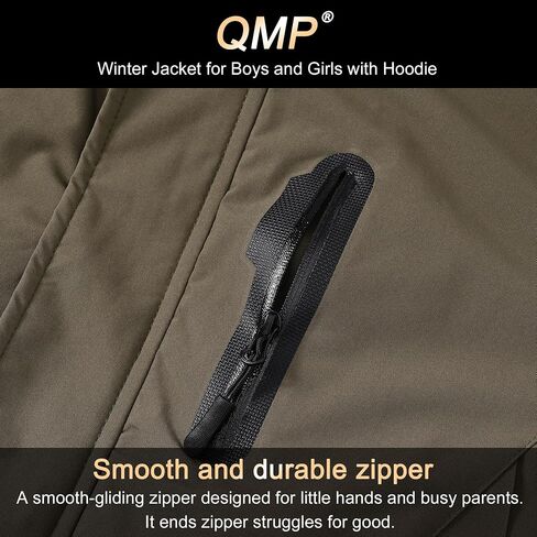 QMP Winter Jacket for Boys and Girls Waterproof Ski Jacket Winter Snow Coat Hooded Fleece Windproof with Zip Pockets in Saudi Arabia