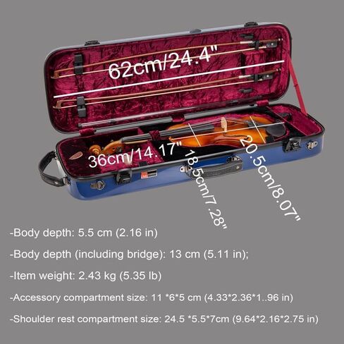 Crossrock Fiberglass Oblong Case fits 4/4 Full-Size Violin, with Accessory Compartments, Removable Shoulder Straps, TSA Lock, Hygrometer-Milky White (CRF2020VMW-R) in Saudi Arabia