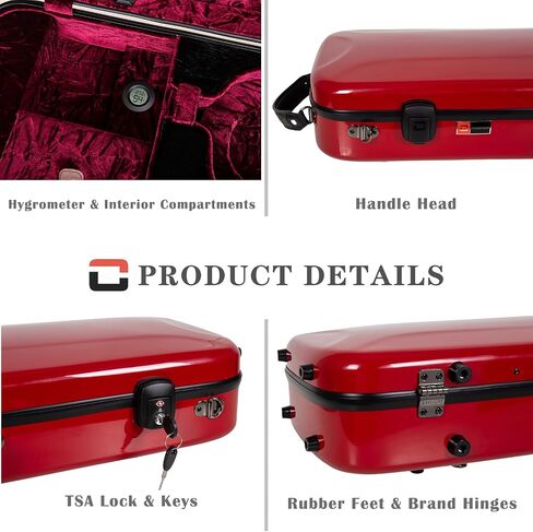 Crossrock Fiberglass Oblong Case fits 4/4 Full-Size Violin, with Accessory Compartments, Removable Shoulder Straps, TSA Lock, Hygrometer-Milky White (CRF2020VMW-R) in Saudi Arabia