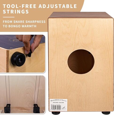 GECKO Cajon BOX Drum-Wooden Percussion Box musical instrument bass drum box acoustic box drum beat box with Internal Adjustable Guitar Strings cajon drum set package in Kuwait