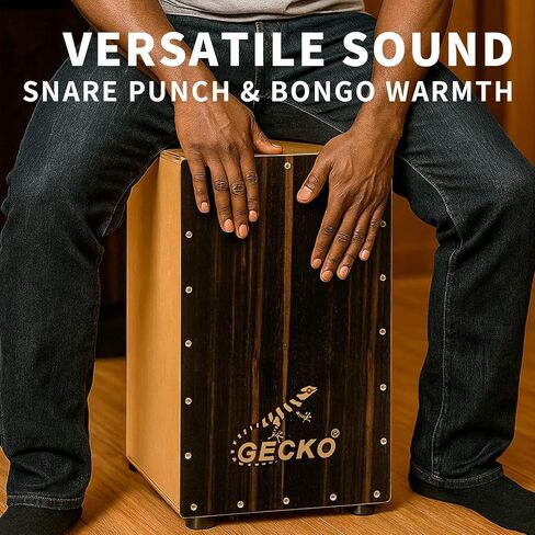 GECKO Cajon BOX Drum-Wooden Percussion Box musical instrument bass drum box acoustic box drum beat box with Internal Adjustable Guitar Strings cajon drum set package in Kuwait