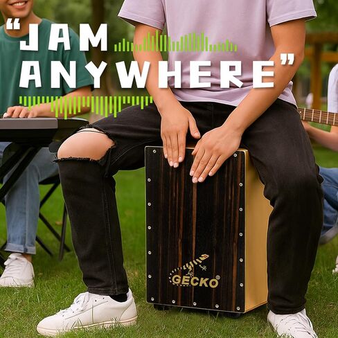 GECKO Cajon BOX Drum-Wooden Percussion Box musical instrument bass drum box acoustic box drum beat box with Internal Adjustable Guitar Strings cajon drum set package in Kuwait