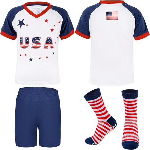 Unisex Kids Soccer Jersey Set Boys Soccer Shirts and Shorts With Socks Girls Soccer Outfit 1-14 Years in Saudi Arabia