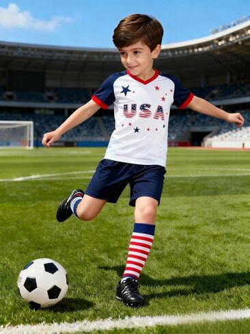 Unisex Kids Soccer Jersey Set Boys Soccer Shirts and Shorts With Socks Girls Soccer Outfit 1-14 Years in Saudi Arabia