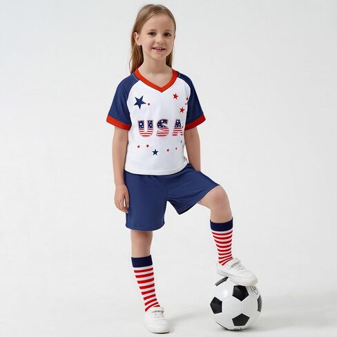 Unisex Kids Soccer Jersey Set Boys Soccer Shirts and Shorts With Socks Girls Soccer Outfit 1-14 Years in Saudi Arabia
