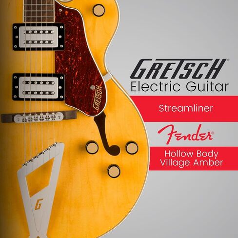جيتار كهربائي Gretsch G2420 Streamliner مجوف بجسم واحد مع جسم القيقب (قرية العنبر) حزمة مع حافظة Gretsch G2420T Tweed Hard Shell (بني) (2 عنصر) in Saudi Arabia