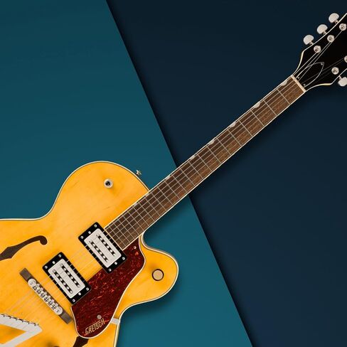 جيتار كهربائي Gretsch G2420 Streamliner مجوف بجسم واحد مع جسم القيقب (قرية العنبر) حزمة مع حافظة Gretsch G2420T Tweed Hard Shell (بني) (2 عنصر) in Saudi Arabia