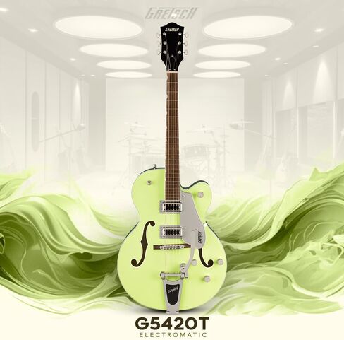 Gretsch G5420T Electromatic Classic Hollow Body Single Cut with Bigsby Two Tone Anniversary Green Electric Guitar Bundle with Gig Bag, and Nickel-Plated Steel Guitar Strings (3 Items) in Saudi Arabia