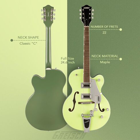 Gretsch G5420T Electromatic Classic Hollow Body Single Cut with Bigsby Two Tone Anniversary Green Electric Guitar Bundle with Gig Bag, and Nickel-Plated Steel Guitar Strings (3 Items) in Saudi Arabia