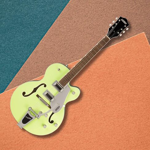 Gretsch G5420T Electromatic Hollow Body Electric Guitar (TwoTone Anniversary Green) with Bigsby Tremolo - Dual-Coil Pickups, Hollow Body Design Bundle with Protective Hardshell Case (2 Items) in Saudi Arabia