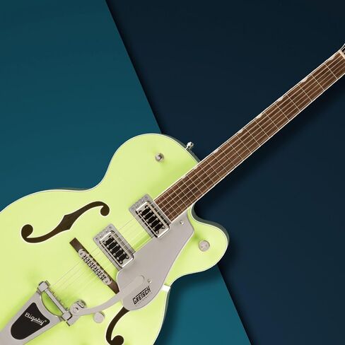 Gretsch G5420T Electromatic Hollow Body Electric Guitar (TwoTone Anniversary Green) with Bigsby Tremolo - Dual-Coil Pickups, Hollow Body Design Bundle with Protective Hardshell Case (2 Items) in Saudi Arabia