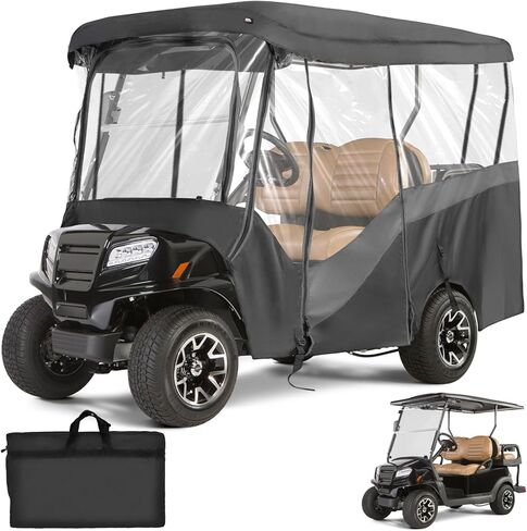 KEMIMOTO Golf Cart Enclosure, 4&6 Passenger Golf Cart Rain Cover, 600D Waterproof Driving Enclosure with Clear PVC Windshield for Extended Roof Cart in Saudi Arabia