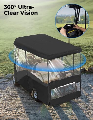 KEMIMOTO Golf Cart Enclosure, 4&6 Passenger Golf Cart Rain Cover, 600D Waterproof Driving Enclosure with Clear PVC Windshield for Extended Roof Cart in Saudi Arabia