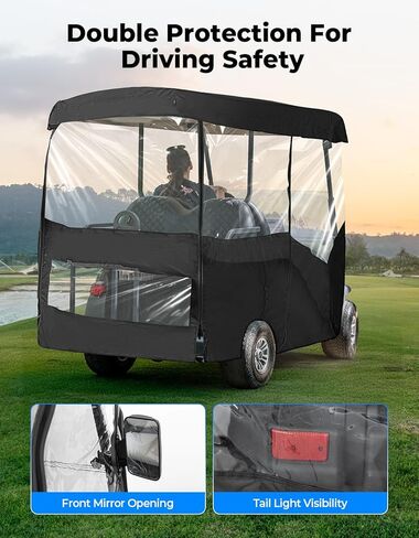 KEMIMOTO Golf Cart Enclosure, 4&6 Passenger Golf Cart Rain Cover, 600D Waterproof Driving Enclosure with Clear PVC Windshield for Extended Roof Cart in Saudi Arabia