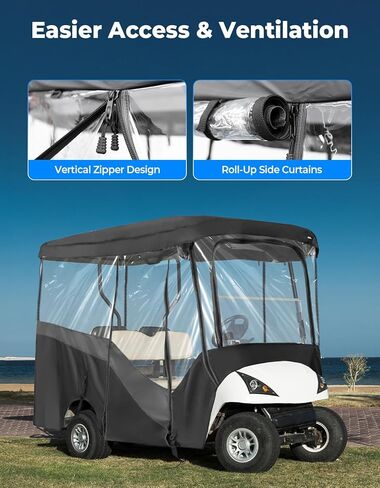 KEMIMOTO Golf Cart Enclosure, 4&6 Passenger Golf Cart Rain Cover, 600D Waterproof Driving Enclosure with Clear PVC Windshield for Extended Roof Cart in Saudi Arabia