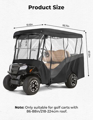 KEMIMOTO Golf Cart Enclosure, 4&6 Passenger Golf Cart Rain Cover, 600D Waterproof Driving Enclosure with Clear PVC Windshield for Extended Roof Cart in Saudi Arabia