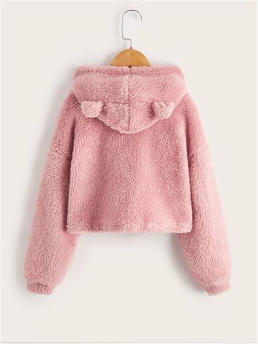Girl's Cute Bear Ear Drop Shoulder Hoodie Sweatshirts Long Sleeve Pullover Tops in Saudi Arabia