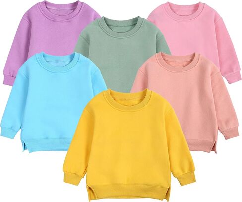 Toddler Baby Boy Girl Fleece Sweatshirt Solid Pullover Crewneck Long Sleeve Shirt Top Warm Fall Winter Clothes in Saudi Arabia