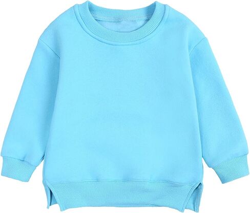 Toddler Baby Boy Girl Fleece Sweatshirt Solid Pullover Crewneck Long Sleeve Shirt Top Warm Fall Winter Clothes in Saudi Arabia