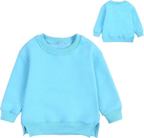 Toddler Baby Boy Girl Fleece Sweatshirt Solid Pullover Crewneck Long Sleeve Shirt Top Warm Fall Winter Clothes in Saudi Arabia