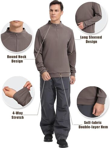 Men's Quarter Zip Pullover Ultra-Soft Thermal Long Sleeve Sweatshirt 1/4 Zip Golf Shirts Running Gym Workout Top in Saudi Arabia