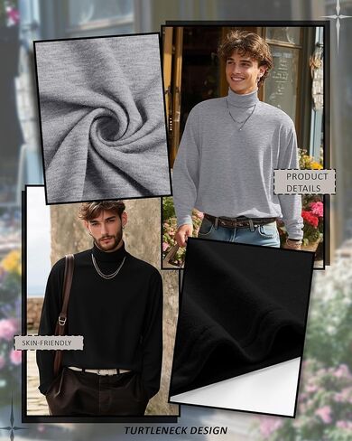 Neer 3 Pack Men's Long Sleeve Shirts, Turtleneck Thermal Sweaters Basic Pullover Tops Solid Casual Undershirts in Saudi Arabia