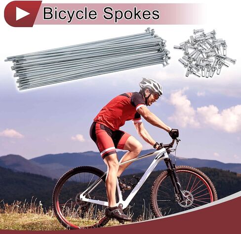 38 Set 12G Bicycle Spokes Bike Wheel Spokes Carbon Steel Galvanized Silver Tone in Saudi Arabia