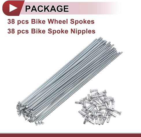 38 Set 12G Bicycle Spokes Bike Wheel Spokes Carbon Steel Galvanized Silver Tone in Saudi Arabia