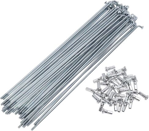 38 Set 12G Bicycle Spokes Bike Wheel Spokes Carbon Steel Galvanized Silver Tone in Saudi Arabia