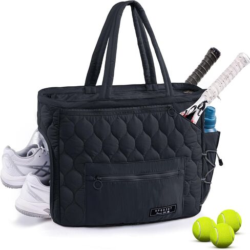Tennis Gym Bag for Women, Tennis Bag Holds 2-4 Rackets with Shoe Compartment & Wet Pocket, Sports Duffle Bags fits up to 15.6" Laptop, Quilted Travel Overnight Weekend Bag, Tennis Gift in Saudi Arabia