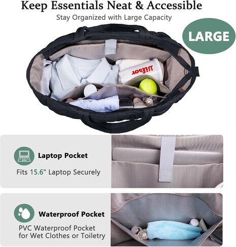 Tennis Gym Bag for Women, Tennis Bag Holds 2-4 Rackets with Shoe Compartment & Wet Pocket, Sports Duffle Bags fits up to 15.6" Laptop, Quilted Travel Overnight Weekend Bag, Tennis Gift in Saudi Arabia