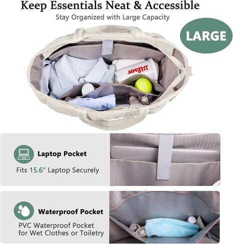 Tennis Gym Bag for Women, Tennis Bag Holds 2-4 Rackets with Shoe Compartment & Wet Pocket, Sports Duffle Bags fits up to 15.6" Laptop, Quilted Travel Overnight Weekend Bag, Tennis Gift in Saudi Arabia