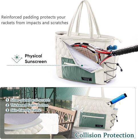 Tennis Gym Bag for Women, Tennis Bag Holds 2-4 Rackets with Shoe Compartment & Wet Pocket, Sports Duffle Bags fits up to 15.6" Laptop, Quilted Travel Overnight Weekend Bag, Tennis Gift in Saudi Arabia