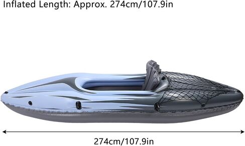 مجموعة قوارب الكاياك القابلة للنفخ لشخص واحد، مضخة عالية الصلابة من البولي فينيل كلوريد مقاومة للتآكل وسهلة الطي وقابلة للحمل وقابلة للنفخ مع مقاومة للماء ومضادة للشيخوخة لرحلة الصيد والتجديف in Saudi Arabia