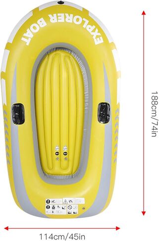 Pilipane Inflatable Kayak Canoe Boat Premium Heavy Duty PVC 2 Person Rowing Air Boat for Fishing Drifting Diving Yellow 45 x 74 Inches in Saudi Arabia