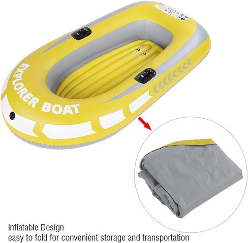 Pilipane Inflatable Kayak Canoe Boat Premium Heavy Duty PVC 2 Person Rowing Air Boat for Fishing Drifting Diving Yellow 45 x 74 Inches in Saudi Arabia