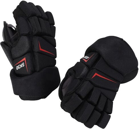 Drfeify Ice Roller Hockey Gloves, Comfortable Breathable Nylon Fabric EVA Foam Hockey Player Finger Protective Gloves (27.94cm / 11inch in Saudi Arabia