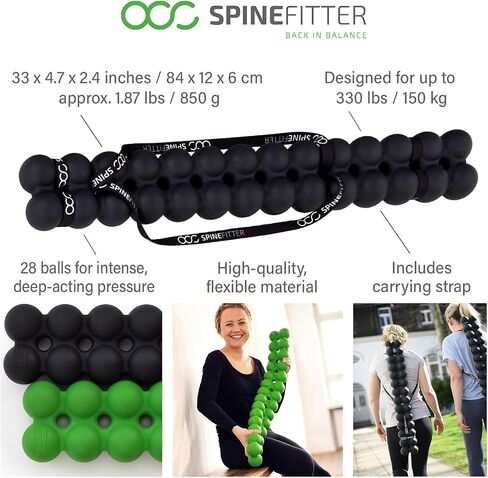SPINEFITTER by SISSEL | Massage Device for Back & Balance | Back Trainer Relieves Tension & Blockages | Ideal for Pilates and Yoga | for Relaxation of The Spine | for Home & Professional (Black) in Saudi Arabia