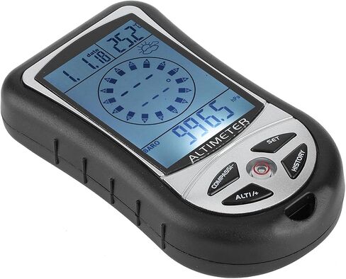 Altitude Meter Digital Compass for Car, Handheld Outdoor Altimeter Barometer Thermometer, Black Portable Compact - Multi - Function Weather Forecasting, Easy Use for Hiking and in Saudi Arabia